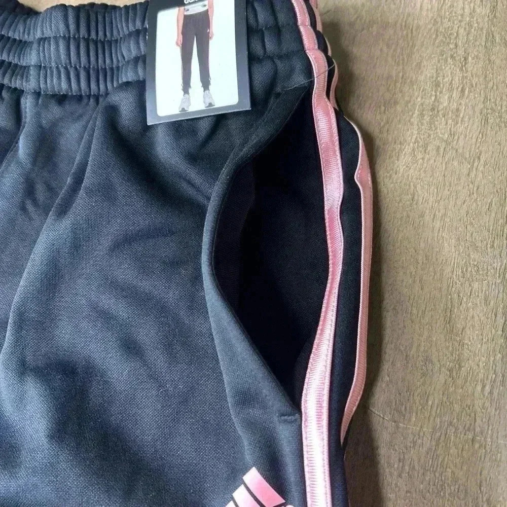 Adidas joggers, black with pink stripes, Large, NWT - Picture 3 of 7